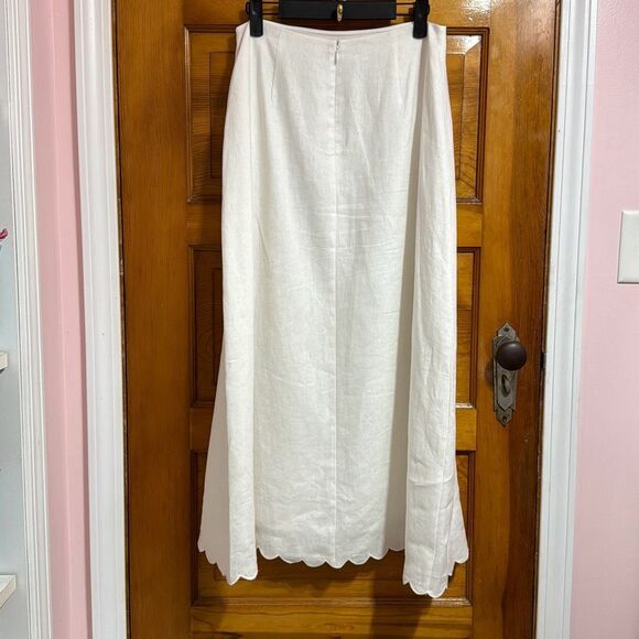 Reformation Yvonne White Linen Midi A-Line Skirt Women’s 6 - Picture 7 of 8